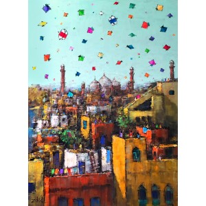 Zahid Saleem, 36 x 48 Inch, Acrylic on Canvas, Cityscape Painting, AC-ZS-201